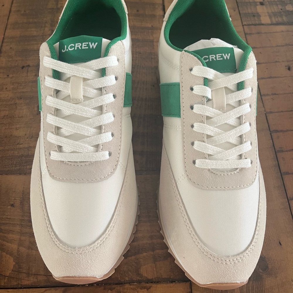 J. Crew White and Green Athletic Shoes
